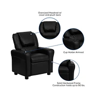 Contemporary Kids Recliner Chair With Cup Holder And Headrest