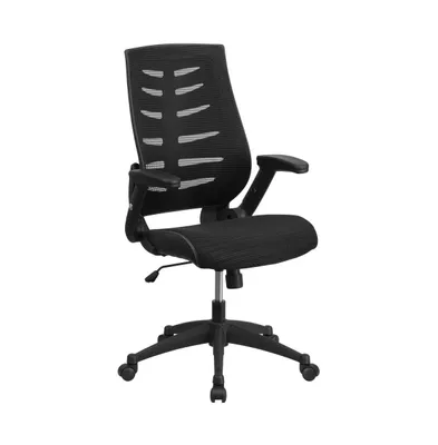 Emma+Oliver High Back Designer Mesh Executive Swivel Ergonomic Office Chair With Height Adjustable Flip-Up Arms