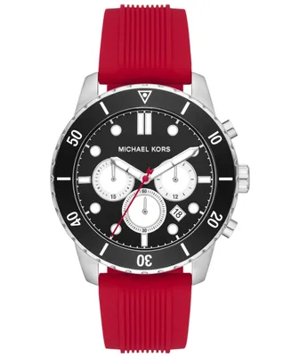 Michael Kors Men's Cunningham Chronograph Red Silicone Watch 44mm