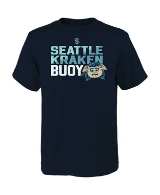 Big Boys Deep Sea Blue Seattle Kraken Mascot Head T-shirt