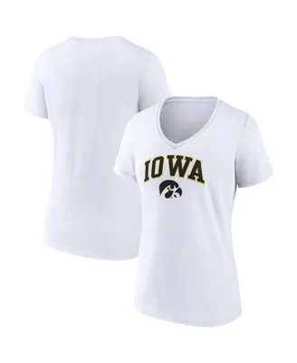 Women's Fanatics White Iowa Hawkeyes Evergreen Campus V-Neck T-shirt