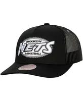 Men's Mitchell & Ness Black Brooklyn Nets Team Seal Trucker Snapback Hat