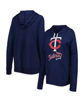 Women's Touch Navy Minnesota Twins Pre-Game Raglan Pullover Hoodie