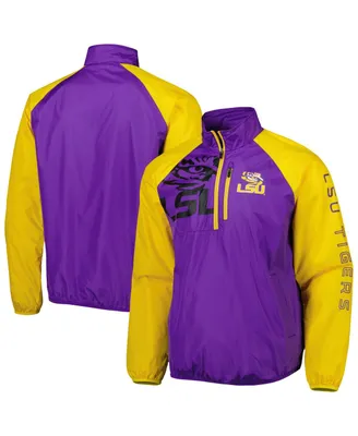 Men's G-iii Sports by Carl Banks Purple, Yellow Lsu Tigers Point Guard Raglan Half-Zip Jacket