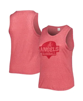 Women's Soft As A Grape Red Los Angeles Angels Plus High Neck Tri-Blend Tank Top