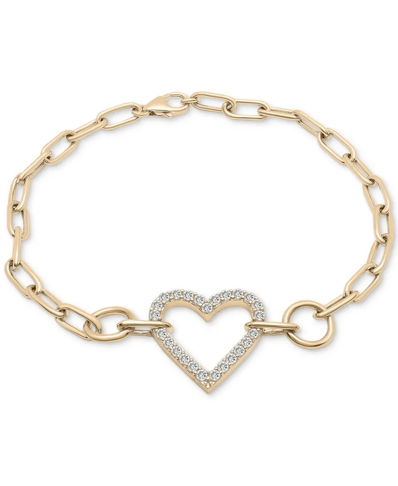 Wrapped in Love Diamond Heart Paperclip Link Bracelet (1/2 ct. t.w.) in 14k Gold, Created for Macy's