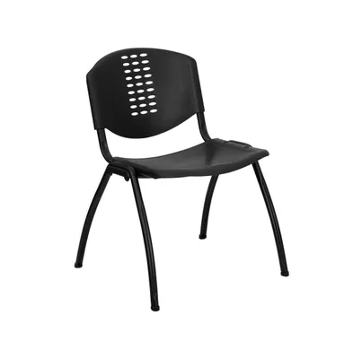 Emma+Oliver 880 Lb. Capacity Plastic Stack Chair With Oval Cutout Back