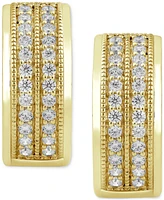 Diamond Double Row Small Huggie Hoop Earrings (1/2 ct. t.w.) in 18k Gold-Plated Sterling Silver or Sterling Silver, 15mm