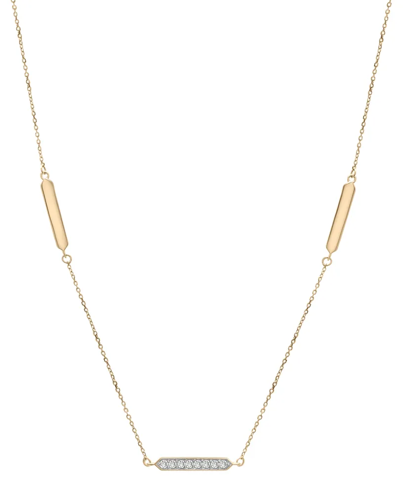 Wrapped Diamond & Polished Bar 20" Collar Necklace (1/10 ct. t.w.) in 14k Gold, Created for Macy's