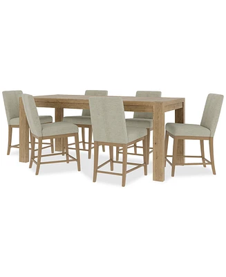 Davie Dining 7pc Set (Counter Height Rectangular Table + 6 Counter Height Chair)