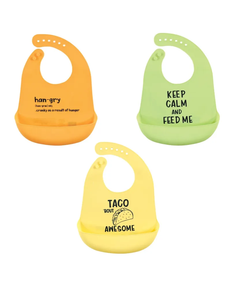 Hudson Baby Unisex Baby Silicone Bibs, Yellow Hangry, One Size