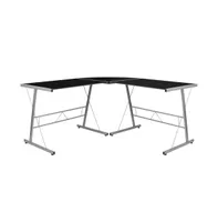 Emma+Oliver L-Shaped Computer Corner Glass Desk, Gaming Home Office Desk