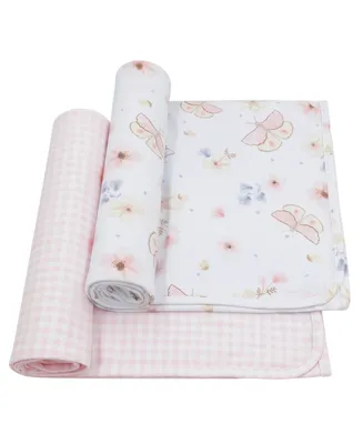 Living Textiles Baby Girls Cotton Jersey Swaddle Blankets, Pack of 2