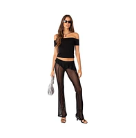 Women's Carsen Ruffle Sheer Mesh Pants