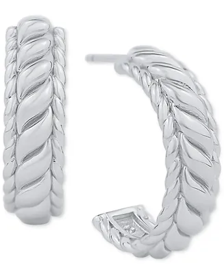 And Now This Polished Ribbed Small C-Hoop Earrings, 0.76"