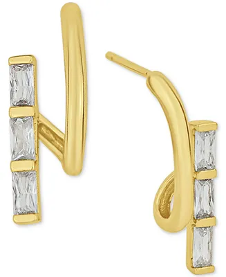 And Now This Cubic Zirconia Baguette Spiral Hoop Earrings in 18k Gold-Plated Brass