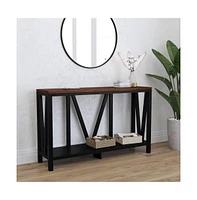 Erikson Modern Farmhouse Engineered Wood Sofa Table With Bracing And Lower Shelf