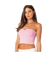 Women's Strapless Crop Top With Small Belt On Bust