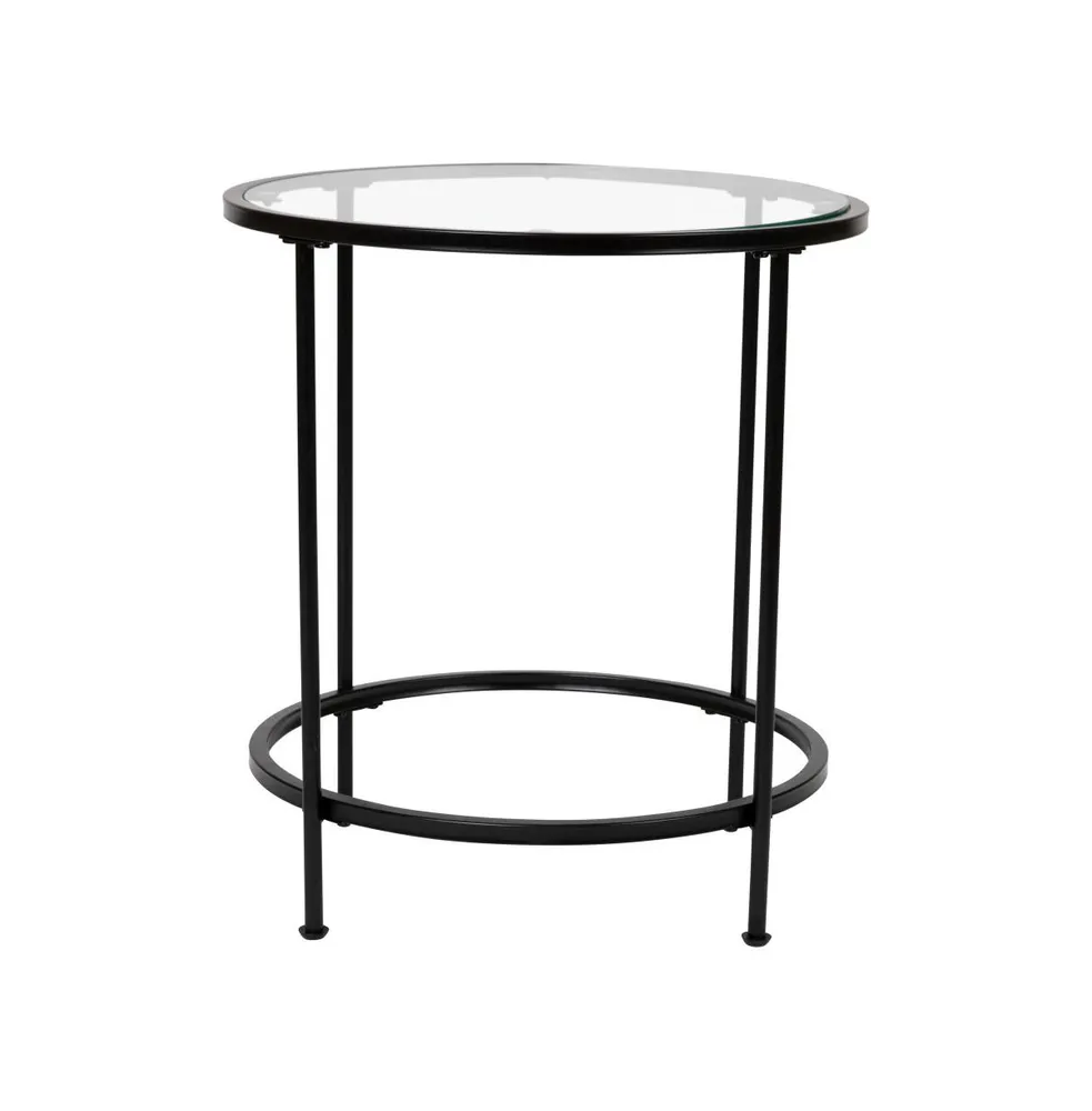 Merrick Lane Newbury End Table With Round Frame And Vertical Legs