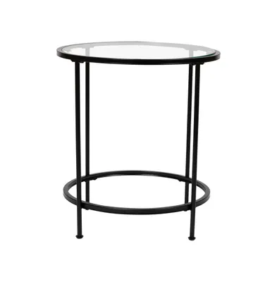 Merrick Lane Newbury End Table With Round Frame And Vertical Legs