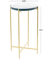 Rosemary Lane 24" Metal with Textured Glass Tabletop X-Shaped Accent Table