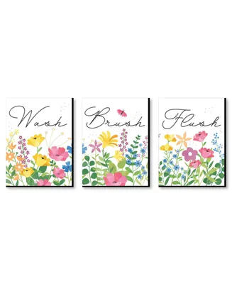 Wildflowers - Wall Art - 7.5 x 10 in - Set of 3 Signs - Wash, Brush, Flush - Assorted Pre