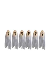 Set of 6 Led Lighted Ghost Outdoor Halloween Lawn Stakes, 30"