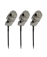 Set of 3 Skull Stakes Outdoor Yard Halloween Decorations