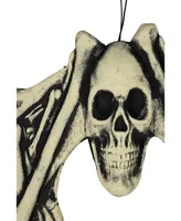 Skull Head and Bones Halloween Wreath, 18" Unlit