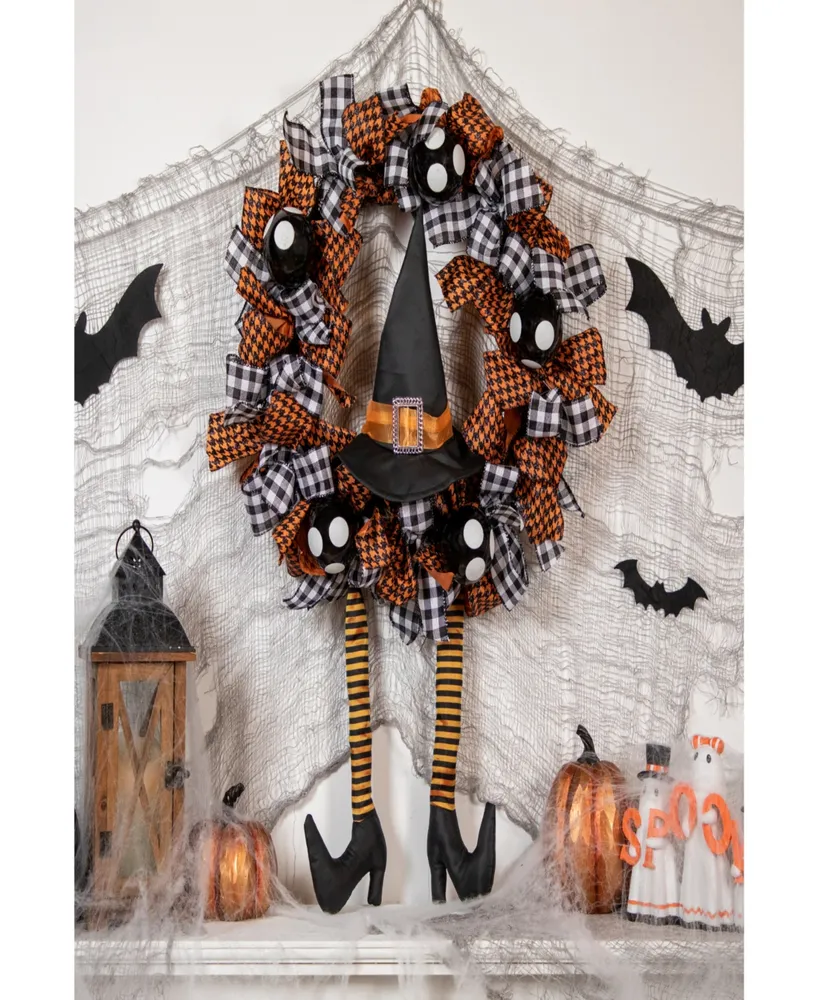 Witch with Bows Halloween Wreath, 24" Unlit