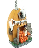 7" Led Lighted Pumpkin Village Halloween Decoration