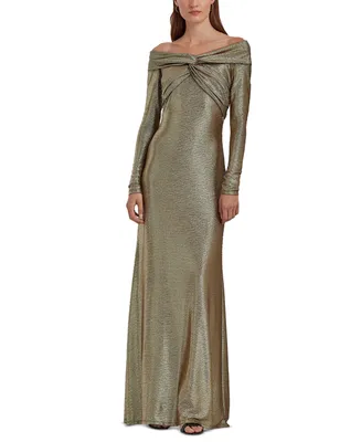 Lauren Ralph Lauren Women's Off-The-Shoulder Metallic Gown