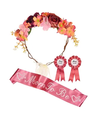 Baby Shower Decoration for Mom To Be & Dad To Be, Orange Flowers style Tiara "Daddy to be" pin, Maternity Christmas Gift for Her & Him