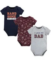 Hudson Baby Boys Cotton Bodysuits, Love Dad, 3-Pack