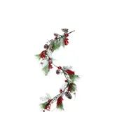 5.5' x 7" Frosted and Flocked Berries Christmas Garland - Unlit