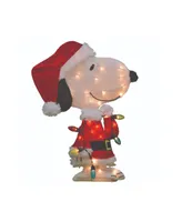 24" Lighted Santa Snoopy with String Lights Outdoor Christmas Yard Decoration