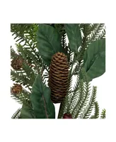 6' Mixed Foliage with Pine Cones and Berries Christmas Garland Unlit