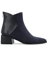Journee Collection Women's Consuello Two Tone Pointed Toe Block Heel Booties
