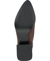 Journee Collection Women's Consuello Two Tone Pointed Toe Block Heel Booties