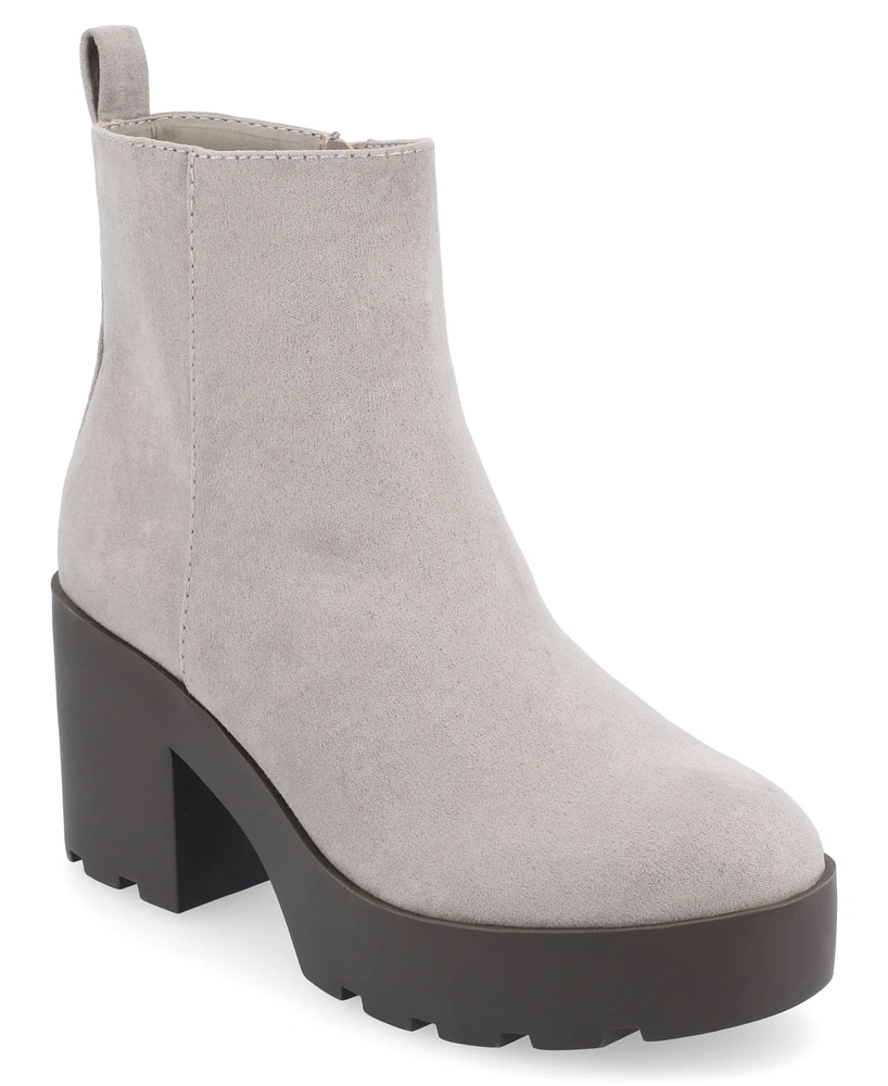 Journee Collection Women's Cassidy Platform Block Heel Lug Sole Booties