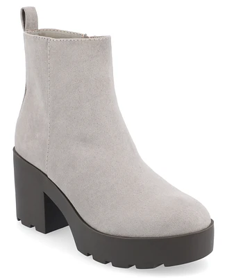 Journee Collection Women's Cassidy Platform Block Heel Lug Sole Booties