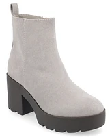 Journee Collection Women's Cassidy Platform Block Heel Lug Sole Booties