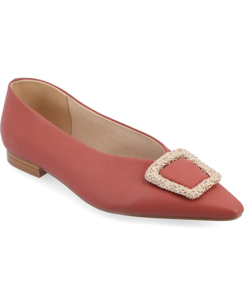 Journee Collection Women's Elowen Tru Comfort Foam Slip On Slim Squared Off Pointed Toe Flats
