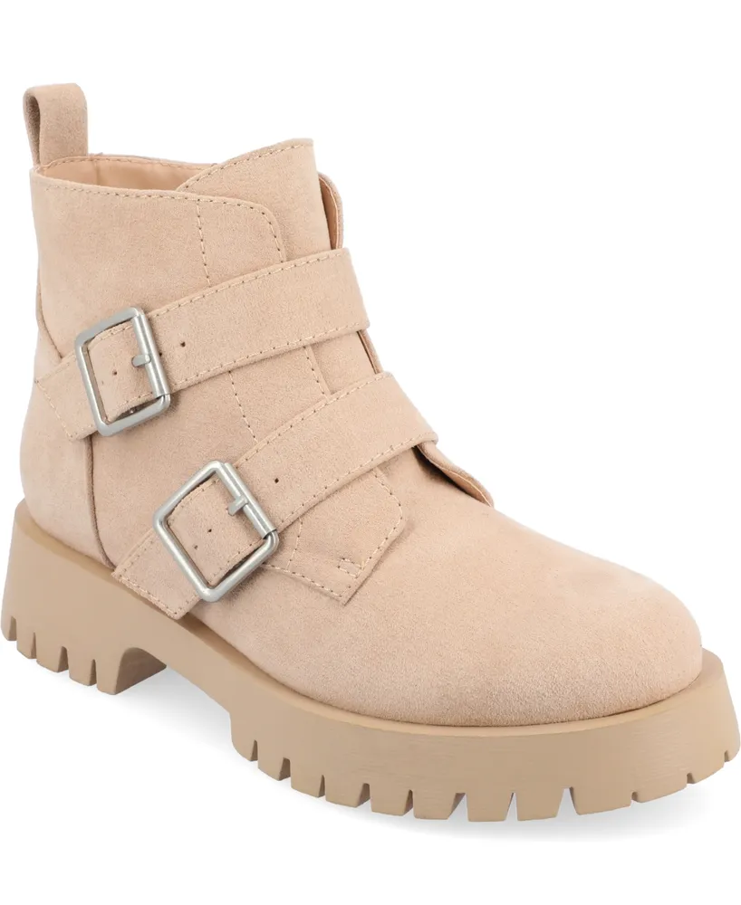 Journee Collection Women's Maebry Lug Sole Buckle Booties