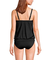 Lands' End Women's Blouson Tummy Hiding Tankini Swimsuit Top Adjustable Straps