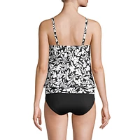 Lands' End Women's D-Cup Blouson Tummy Hiding Tankini Swimsuit Top Adjustable Straps