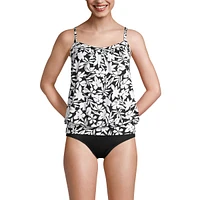 Lands' End Women's D-Cup Blouson Tummy Hiding Tankini Swimsuit Top Adjustable Straps