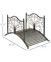 Outsunny 4 Metal Arch Backyard Garden Bridge with Safety Siderails, Delicate Scrollwork, & Easy Assembly, Black Bronze