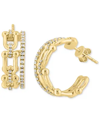 Effy Diamond Horsebit Small Hoop Earrings (3/8 ct. t.w.) in 14k Gold, 0.625"