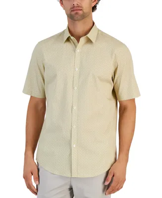 Alfani Men's Geometric Stretch Button-Up Short-Sleeve Shirt
